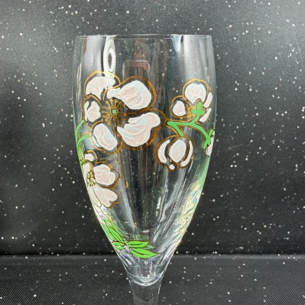 Perrier Jouet Belle Epoque Champagne Flutes Set of 3 Floral Anemone Glassware